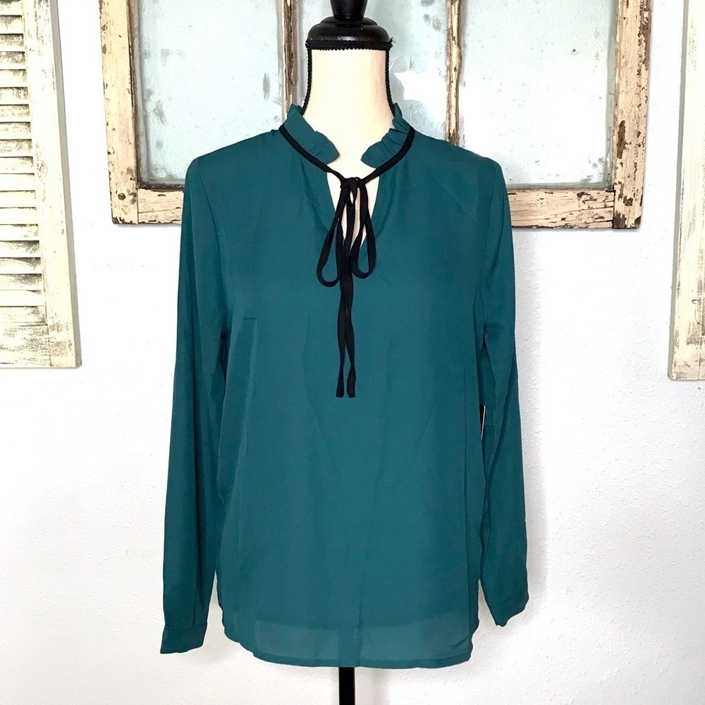 Lulu's Teal Long Sleeve Blouse